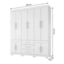 Ver imagem 3 de Guarda-Roupa Casal 10 Portas, 3 Gavetas e Pés MDF Safira Plus Branco