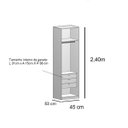Ver imagem 4 de Guarda Roupa Modular 1 Porta com Gaveta 45cm Altezza Trend Belmax:freijó/titânio