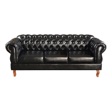 Sofá 3 Lugares Chesterfield Capitonê Duquesa - Couríssimo Preto