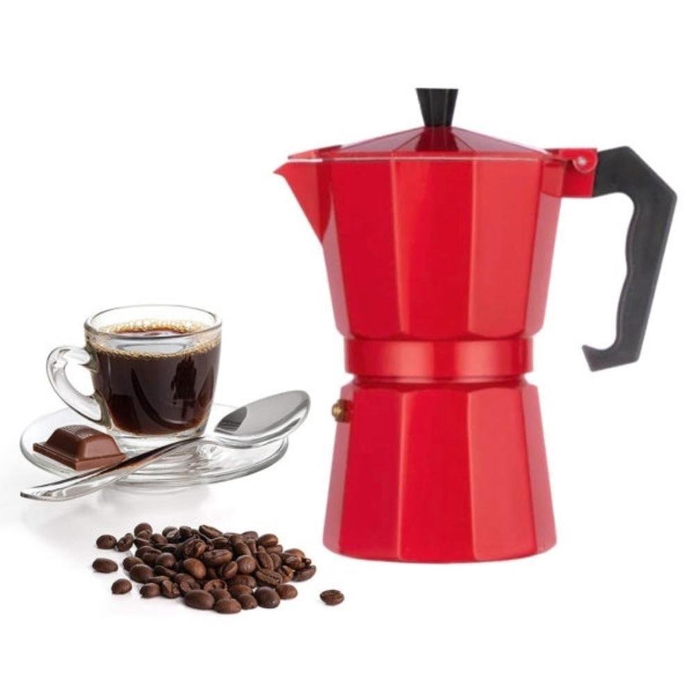 CAFETEIRA ITALIANA VERMELHA 12 XICARAS CAFE EXPRESSO MANUAL MOKA 600ML - 1