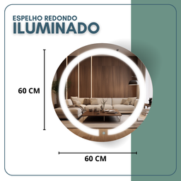 Espelho Redondo 60cm com 2 Leds Touch Reduna - 3