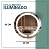 Espelho Redondo 60cm com 2 Leds Touch Reduna - 3