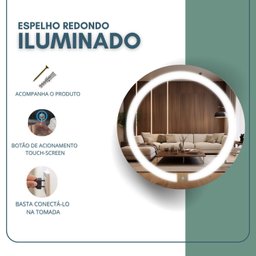 Espelho Redondo 60cm com 2 Leds Touch Reduna - 5