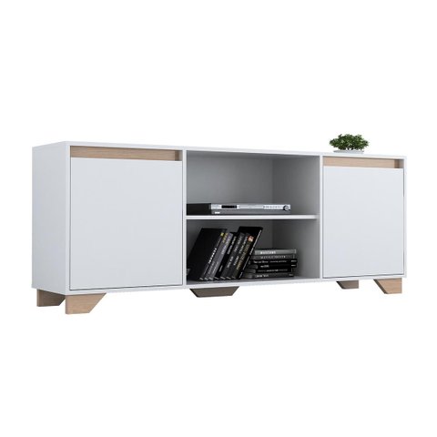 Rack para TV até 50" 160cm Benevello 2 Portas Branco/Siena 2031