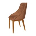 Ver imagem 3 de Kit 8 Cadeiras de Jantar Luxo Estofada Elisa Anatômica Capitonê em Couro Pu Caramelo Madeira Maciça