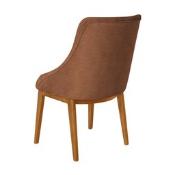 Kit 8 Cadeiras de Jantar Luxo Estofada Elisa Anatômica Capitonê em Couro Pu Caramelo Madeira Maciça - 4