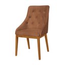 Ver imagem 2 de Kit 8 Cadeiras de Jantar Luxo Estofada Elisa Anatômica Capitonê em Couro Pu Caramelo Madeira Maciça
