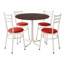 Ver imagem 1 de Mesa de Jantar Redonda 80cm Imbuia com 4 Cadeiras Estofada Branca