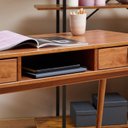 Ver imagem 7 de Mesa Escrivaninha Madeira 2 Gavetas 1 Nicho Kim Castanho Verniz Idimex