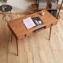 Ver imagem 5 de Mesa Escrivaninha Madeira 2 Gavetas 1 Nicho Kim Castanho Verniz Idimex