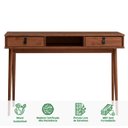 Ver imagem 2 de Mesa Escrivaninha Madeira 2 Gavetas 1 Nicho Kim Castanho Verniz Idimex