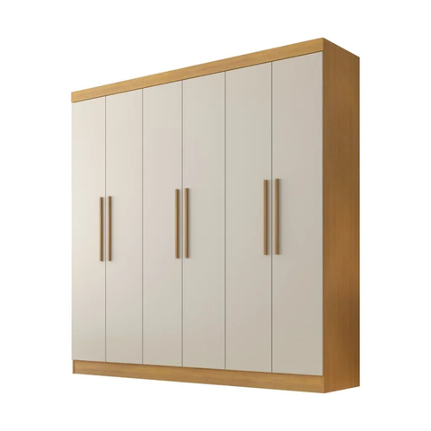 Guarda Roupa Casal 6 Portas 4 Gavetas Belem S/esp e S/pes Valverde Moveis Cinamomo/off White