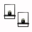 Ver imagem 1 de Kit 2 Prateleira Quadro Retangular Vertical 40x28 Base Preta com Base Preta