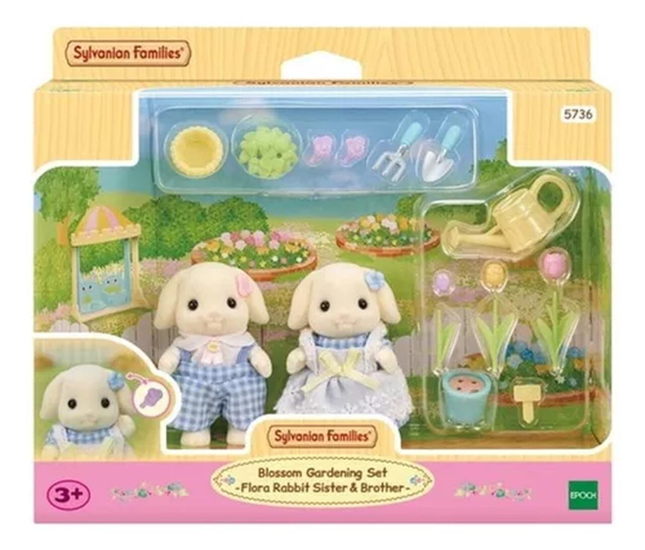 Conjunto Jardinagem Irmãos Coelho Floral Sylvanian Families