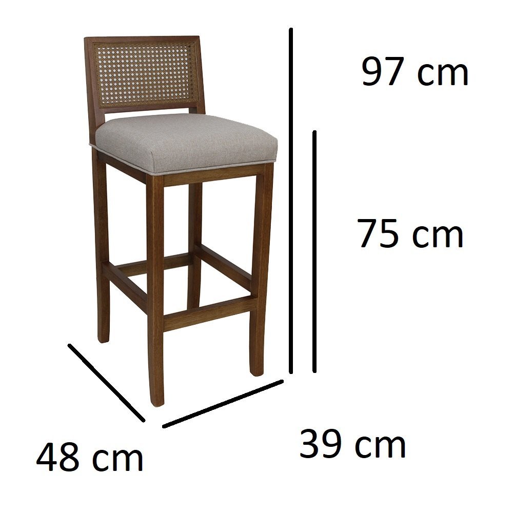 Kit 3 Cadeira para Bancada Banqueta Alta para Balcão Bege Luana Soberati - 7
