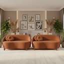 Ver imagem 1 de Kit 02 Sofás Orgânicos 2 Lugares C/2 Almofadas Curvo Sala Recepção Amsterdã Boucle Terracota - Monta