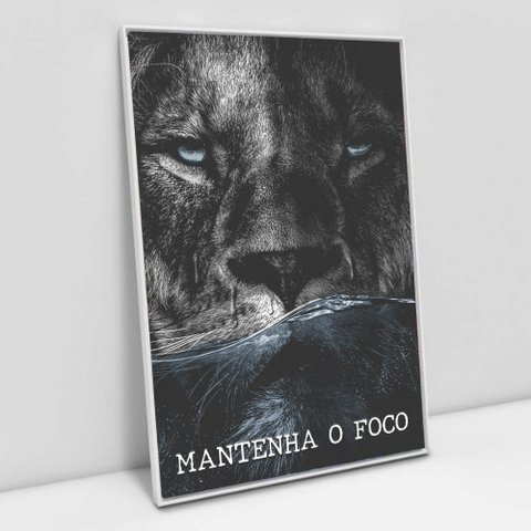 Quadro Motivacional em Telas Canvas Mantenha o Foco TaColado Moldura Flutuante 4,5cm Branca 90 x 60c