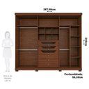 Ver imagem 3 de Guarda-Roupa Casal 6 Portas com Pés e Espelhos 267cm 100% MDF Linhares Espresso Móveis Marrom/Jequitiba
