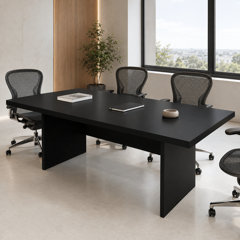 Mesa de Reunião para Escritório 6 Lugares 200x100cm ME4119 Preto - Tecno Mobili