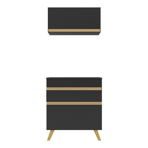 Conjunto Lavanderia Multiuso Armário E Balcão Multimóveis Preto