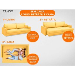 Sofá Tango 2,00M Sem Caixa, Retrátil e Reclinável Velosuede Canario - Netsofás - 2
