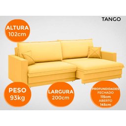 Sofá Tango 2,00M Sem Caixa, Retrátil e Reclinável Velosuede Canario - Netsofás - 7