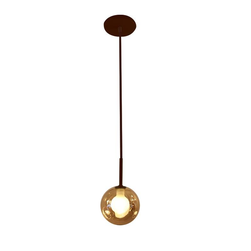 Pendente Golden Sun Preto 1 Globo 12 cm Âmbar Spirit Côncavo - 72x12cm