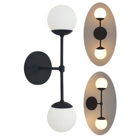 Arandela Jabuticaba Preta C/2 Bola/globo de Vidro.:preto