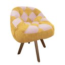 Ver imagem 2 de Poltrona Paloma Escritório Sala Giratória Madeira Suede Mostarda e Suede Rosa Bebê - Dominic Decor