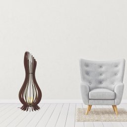 Abajur Grande de Chão ANA MARIA MDF Luminária -:Preto/60x18cm - 3