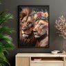 Quadro Casamento Leão e Leoa Moldura e Vidro - 2