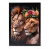 Quadro Casamento Leão e Leoa Moldura e Vidro - 3