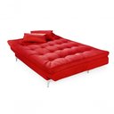 Ver imagem 5 de Sofá Cama Versátil 3 Lugares Império Reclinável Pés de Alumínio Espuma D33 Suede Vermelho 373