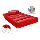 Ver imagem 3 de Sofá Cama Versátil 3 Lugares Império Reclinável Pés de Alumínio Espuma D33 Suede Vermelho 373