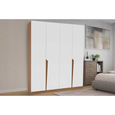 Guarda Roupa Casal 4 Portas e 4 Gavetas Porto Freijo/branco - Politorno