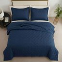 Ver imagem 5 de Kit Cobre Leito Colcha Charlote Casal 3 Peças Dupla Face Liso Classic - Azul Marinho - 100% Polié
