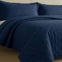 Ver imagem 4 de Kit Cobre Leito Colcha Charlote Casal 3 Peças Dupla Face Liso Classic - Azul Marinho - 100% Polié