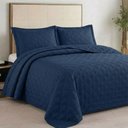 Ver imagem 2 de Kit Cobre Leito Colcha Charlote Casal 3 Peças Dupla Face Liso Classic - Azul Marinho - 100% Polié