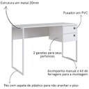 Ver imagem 3 de Escrivaninha Mesa de Computador Industrial 2 Gavetas Branco