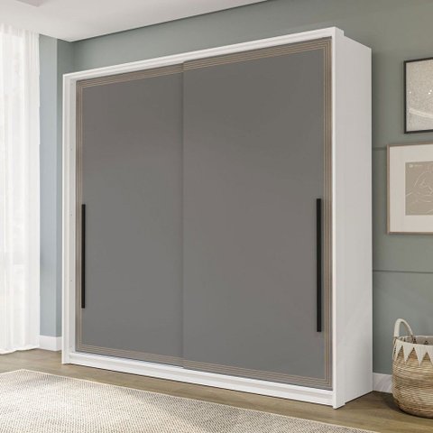 Guarda-roupa Casal Valência 2 Portas 2 Gavetas Branco/cinza - Politorno