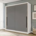 Ver imagem 1 de Guarda-roupa Casal Valência 2 Portas 2 Gavetas Branco/cinza - Politorno
