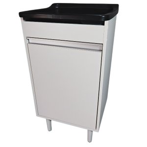 Gabinete 46cm De Lavanderia Com Puxador Perfil e Tanque 22L Tanque:Preto