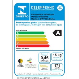 Máquina de Lavar Brastemp 15Kg Branca com Ciclo Tira Manchas Advanced e Smart Sensor - BWF15AB 110V - 17