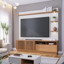 Ver imagem 2 de Home Theater Bennet para TV 70 Polegadas Off White Matte/ Freijó com Nicho e Gaveta