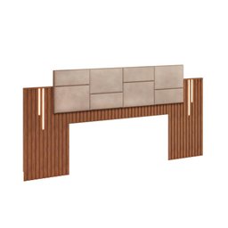 Cabeceira Cama de Casal Estofada com Ripado 2,50 x 1,05 Com Led Alice - DJ Móveis - 3 Cabeceira Cama de Casal Estofada com Ripado 2,50 x 1,05 Com Led Alice - DJ Móveis - 3