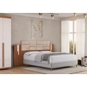 Ver imagem 2 de Cabeceira Cama de Casal Estofada com Ripado 2,50 x 1,05 Com Led Alice - DJ Móveis