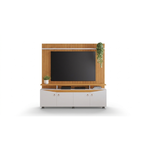 Home para Tv 65'' Conceito Ripado C/ Rodízios Giratorios:cinamomo/off