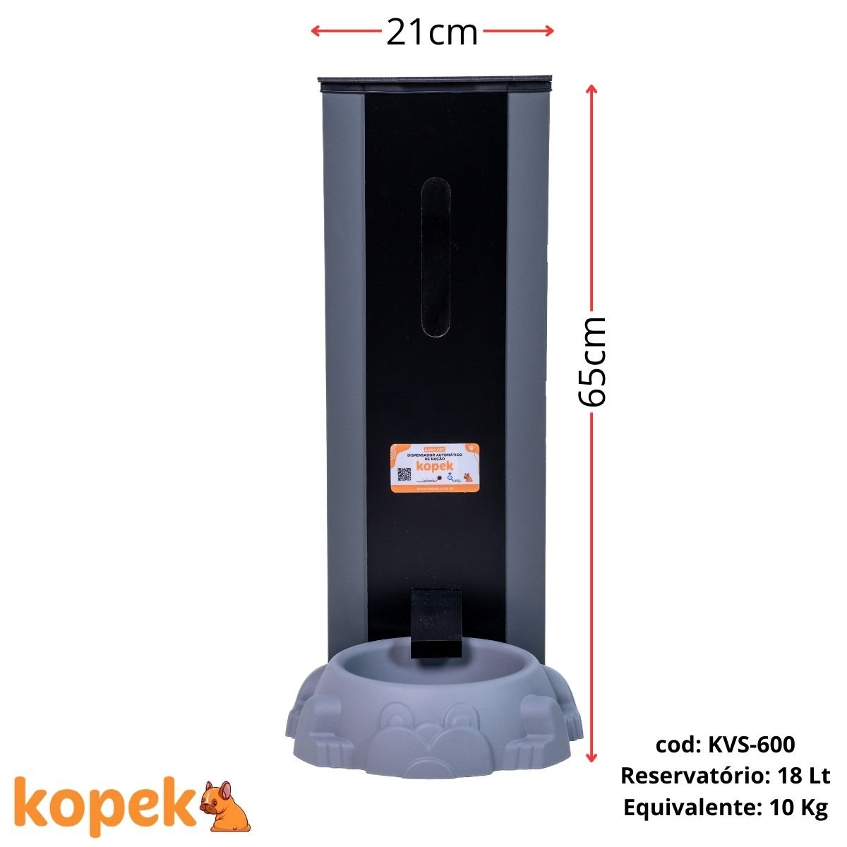 Alimentador Automático para Cães 18 Litros Kvs-600 Kopek:110v/preto - 3