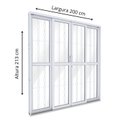 Ver imagem 2 de Porta de Aço de Correr Central com Grade Mosaico 4 Folhas 213x200 Riobras Aço Pronto Branco