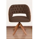 Ver imagem 2 de Poltrona Decorativa Mari Laminada Pé Giratório de Madeira Capitonê Cor:marrom